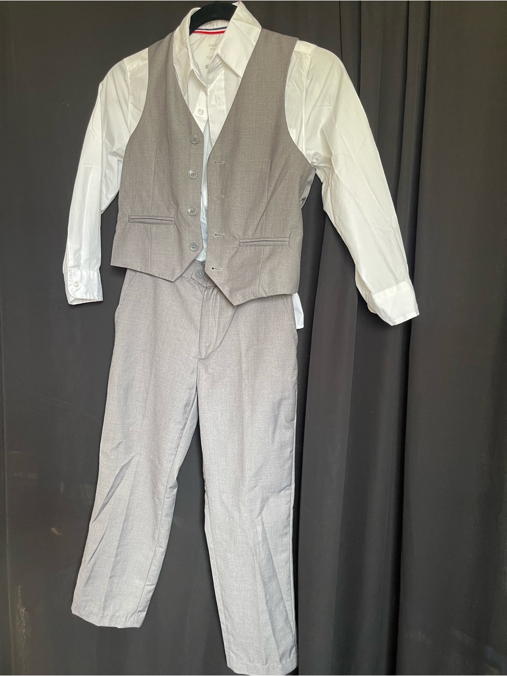 Boys' Gray Dress Vest and Trousers with White Shirt